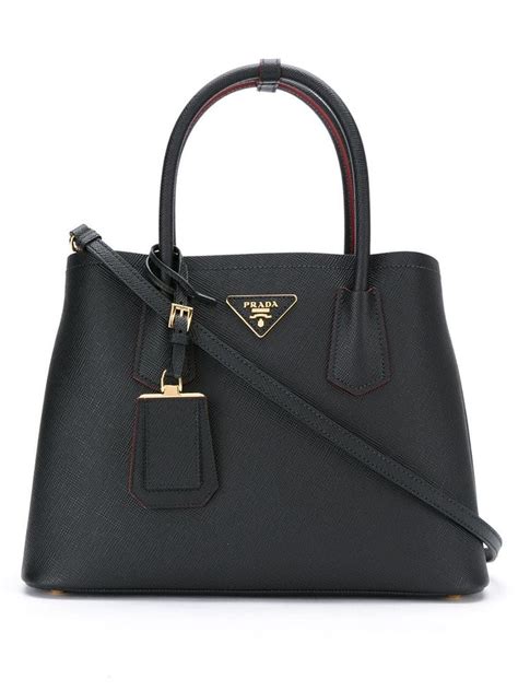 prada leather bibliotheque bag in black|Prada Bibliotheque Tote Bag .